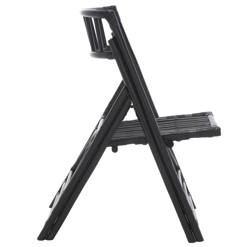 SAFAVIEH Maja Black Rattan Folding Accent Chair Set of 2 (Fully Assembled) - 19Wx28Dx35H