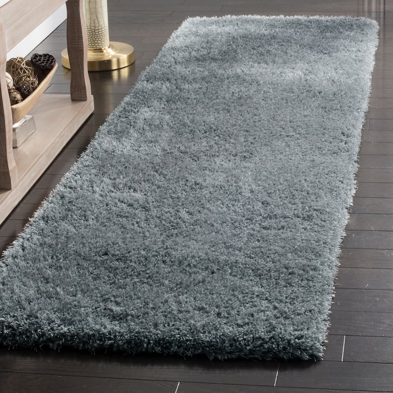 SAFAVIEH Handmade Toronto Shag Mikaela Polyester Rug - 2'3" x 8' Runner - Dark Grey