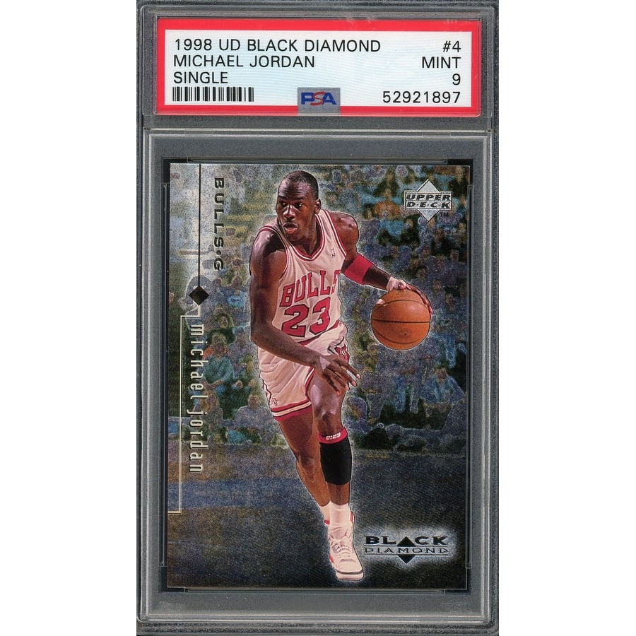 Michael Jordan 1998 Upper Deck Black Diamond Basketball Card #4 Graded PSA 9 MINT - 8'6" x 11'6"