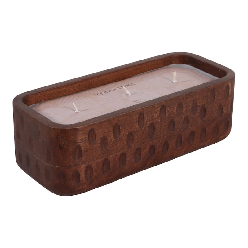 Decorative Vanilla Scented Mango Wood Candle - 10", Brown - 9.5"