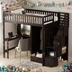 preview thumbnail 1 of 16, Twin Size Loft Bed With Bookshelf,Drawers,Desk And Wardrobe for Home Espresso