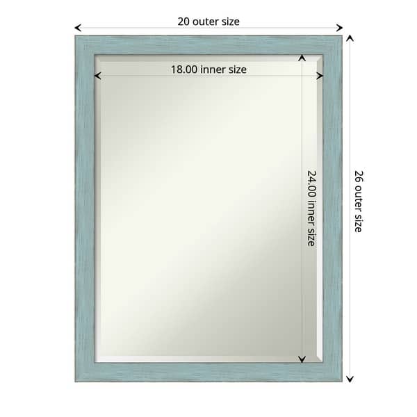 dimension image slide 0 of 2, Beveled Wood Bathroom Wall Mirror - Sky Blue Rustic Frame