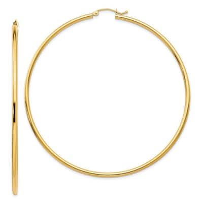 Curata 10k Yellow Gold 70x2mm Extra Large Hoop Earrings