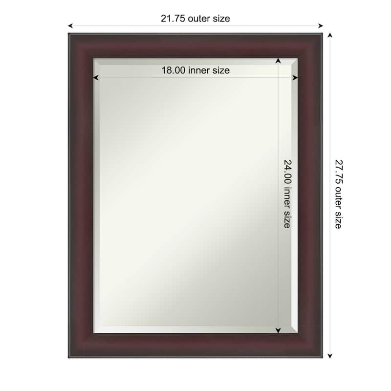 Grand Narrow Beveled Framed Wall Mirror - 22 x 28 in - Grand Cherry Narrow
