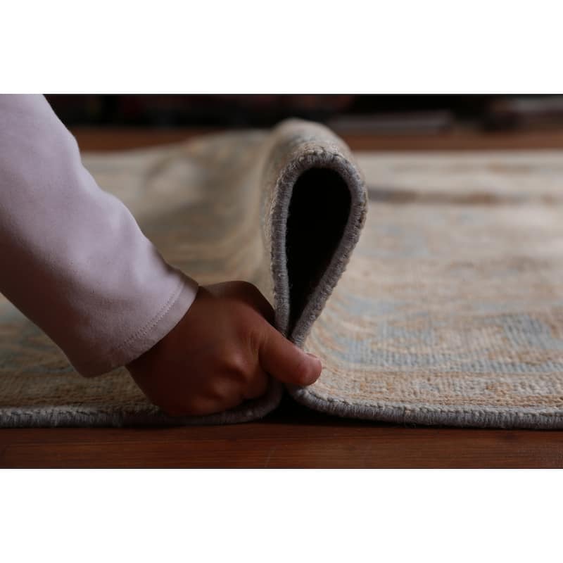 Hand Knotted Oriental 100% Wool Carpet Transitional Medallion Navy Blue & Blues Oushak Area Rug - 13' 7'' X 10' 0''