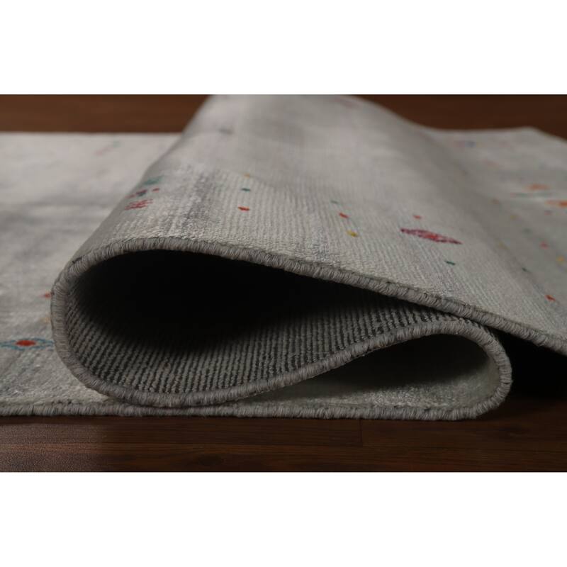 Hand Knotted Oriental 100% Wool Carpet Tribal Tribal Green Gabbeh Area Rug - 8' 1'' X 4' 10''