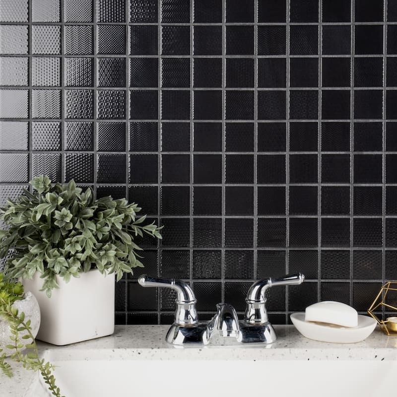 Merola Tile Celadon Graphite 11-5/8" x 11-5/8" Porcelain Mosaic Floor and Wall Tile