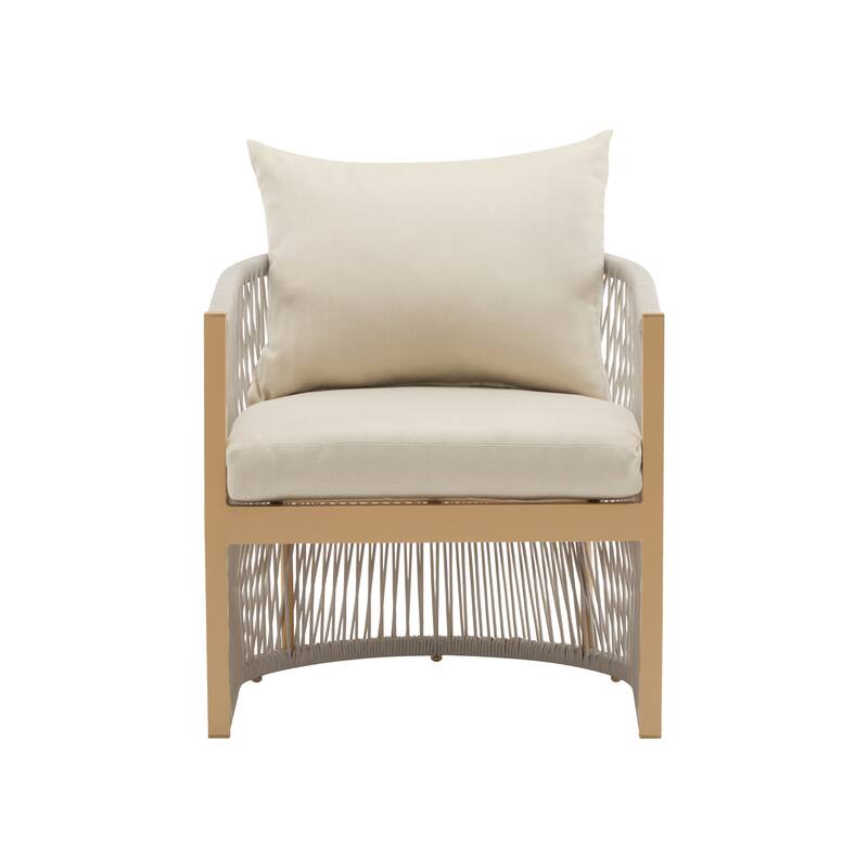 [Set of 2] Modern Curved Aluminum Lounge Chair with Stylish Rope-Weave Design and Cushioned Comfort, Perfect for Outdoor Living