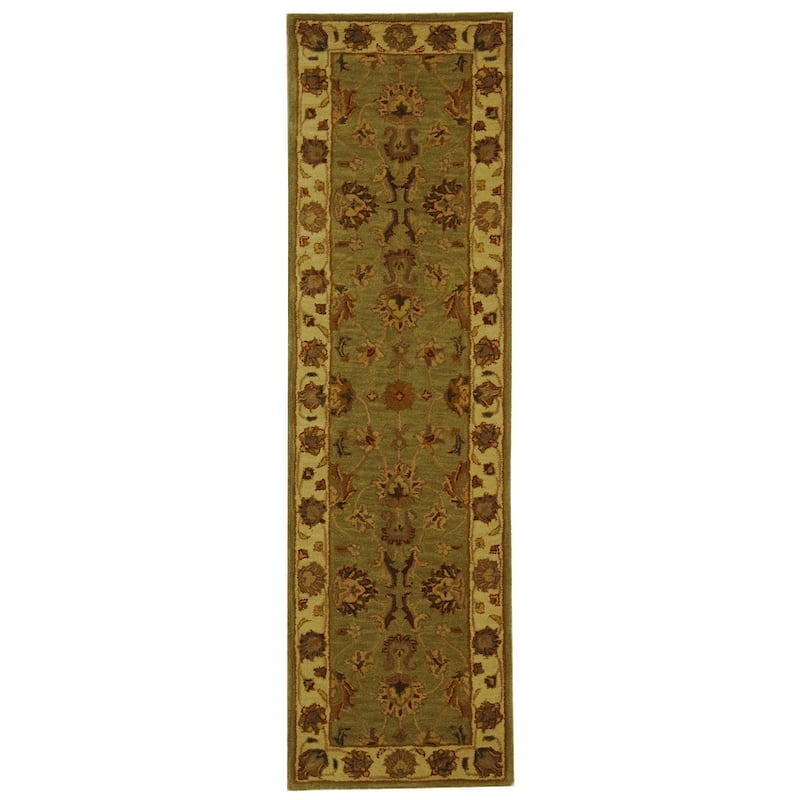 SAFAVIEH Handmade Heritage Kimono Traditional Oriental Wool Rug - 2'3" x 20' Runner - Green/Gold