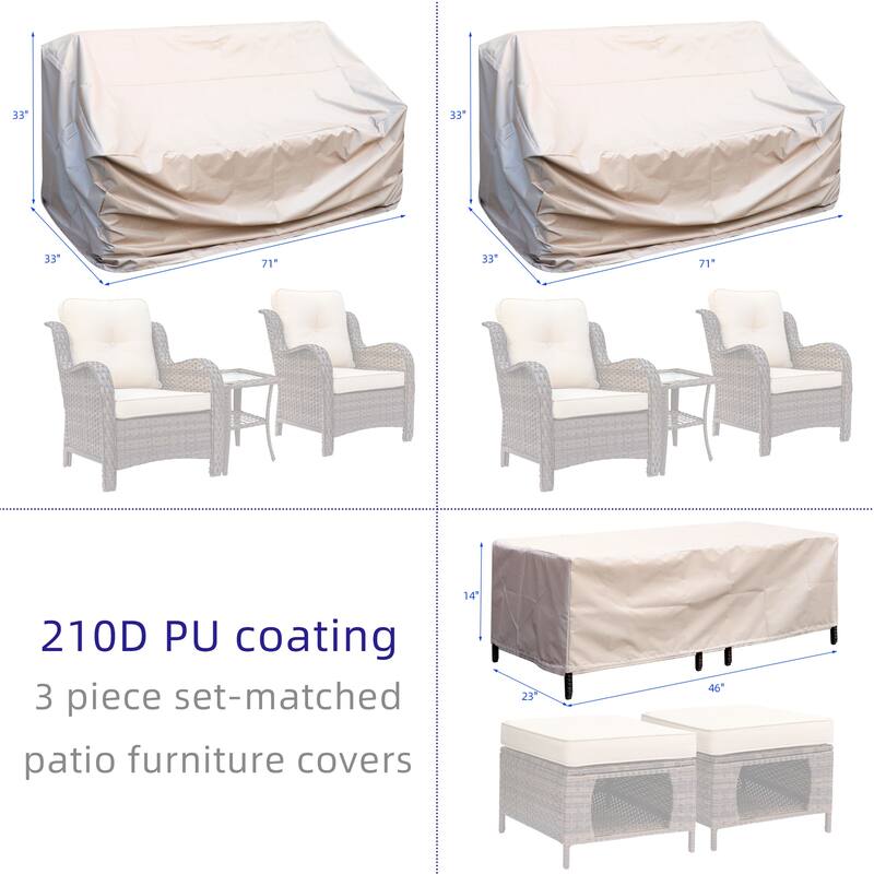 Patio Furniture Sets Chair Storage Ottoman and Outdoor Sofa with Cover