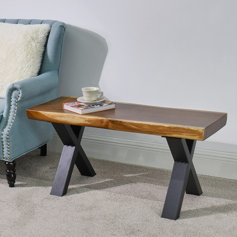 Natural Wood Rectangle Bench