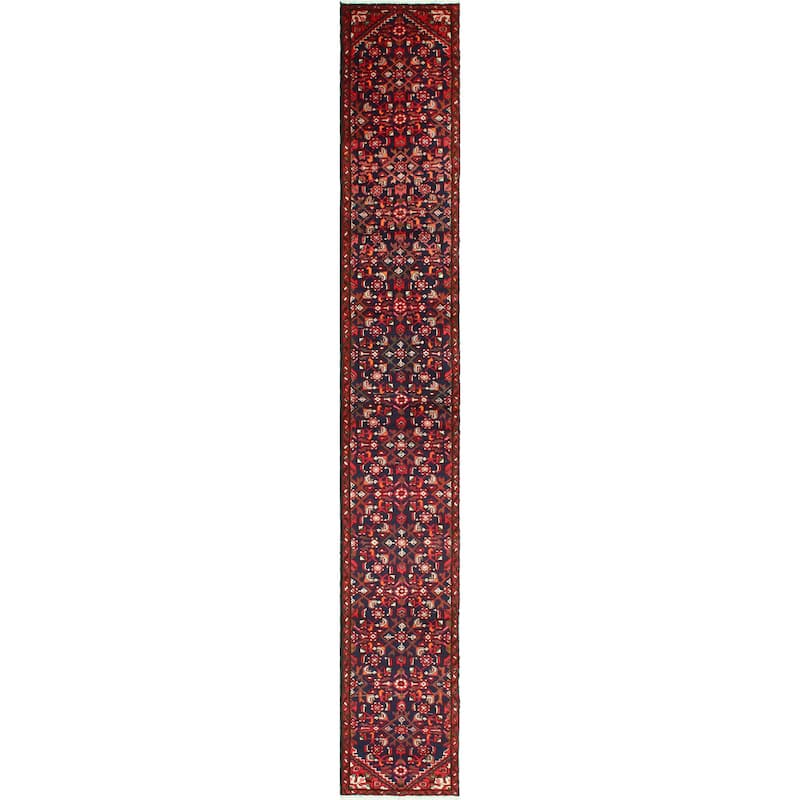 Fine Vintage Distressed Laily Navy/Red Runner - 1'10" x 13'2"