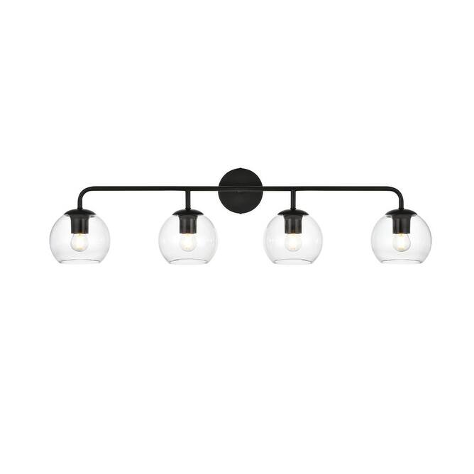 Elegant Lighting LD7321W37 Genesis 4 Light 10" Tall Bathroom Sconce - Black / Clear