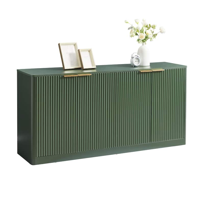 59" Modern Wavy 4 Doors Storage Cabinet With Storage Function