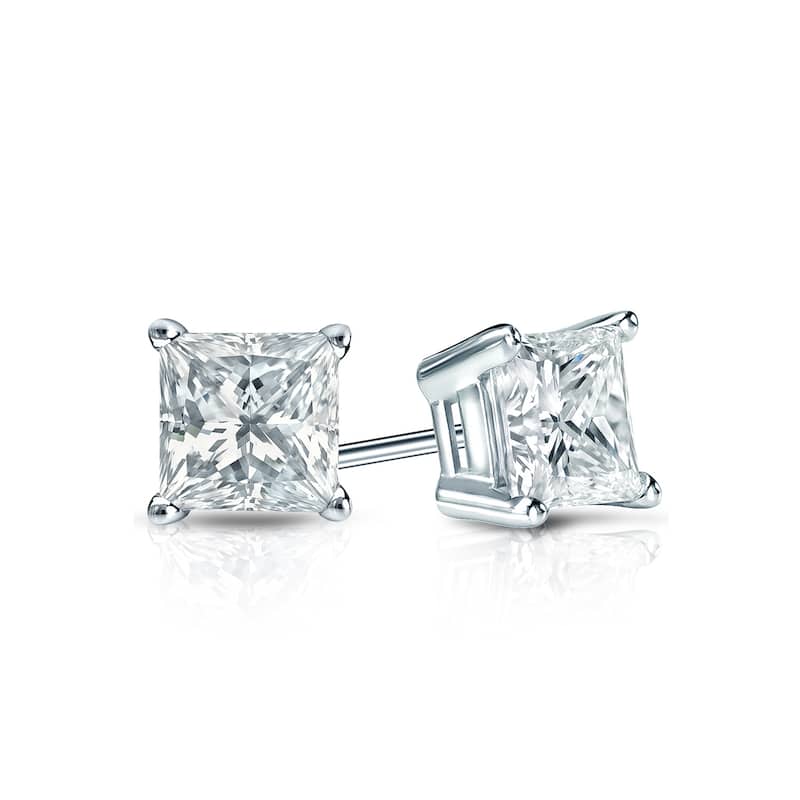 Vault Classic 1.00ct TW Natural Princess Diamond 4-Prong Studs Guardian-Back (I VS2)