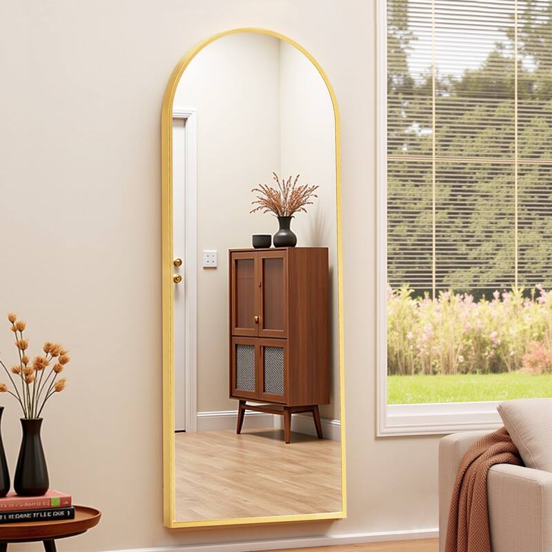 Full Length Mirror with Stand, Floor Mirror with Aluminum Alloy Frame for Bedroom, Standing Full Body Mirror for Wall, Cloakroom