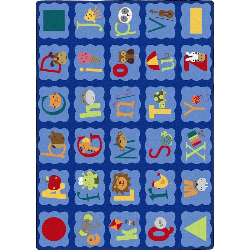 Alphabet Blues Multi Educational Nylon Area Rug - 8 x 10/5 X 8