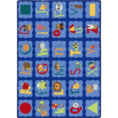 Alphabet Blues Multi Educational Nylon Area Rug