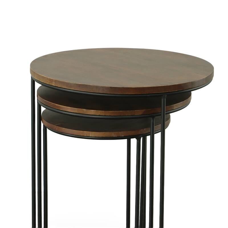Carolina Living Mackintosh Round Nesting Tables - Chestnut/Black