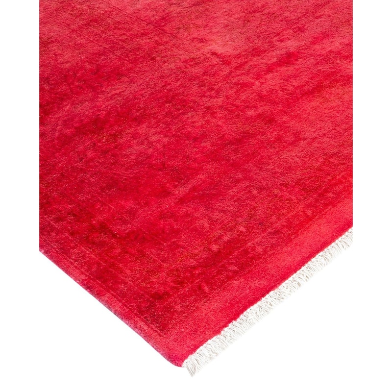 Overton Hand Knotted Wool Vintage Inspired Modern Contemporary Overdyed Pink Area Rug - 8' 10" x 12' 2"
