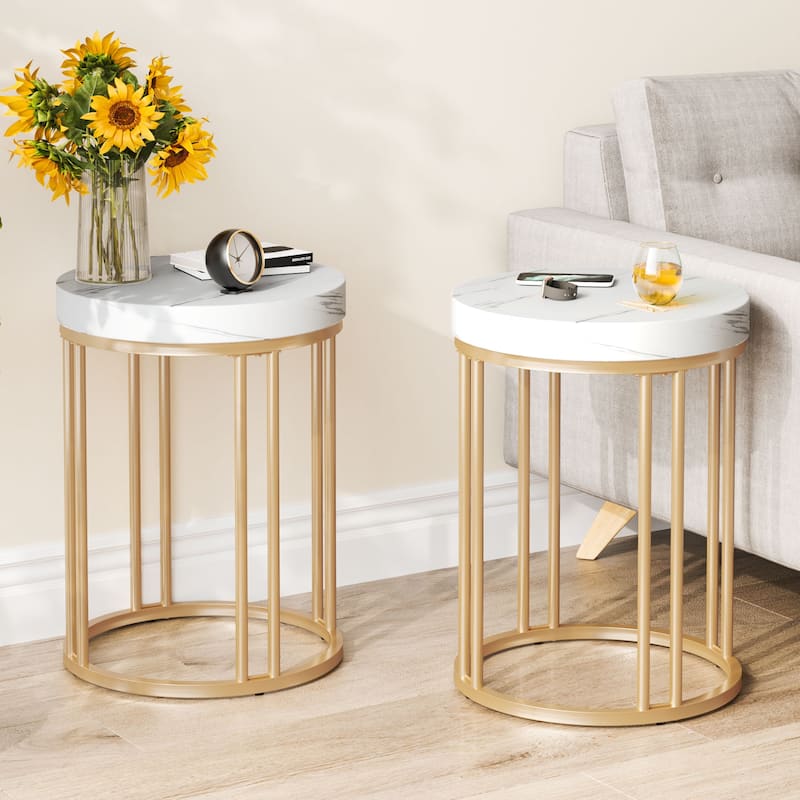 Round Side Table End Table, Modern Nightstand for Living Room Bedroom