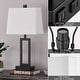 preview thumbnail 18 of 20, Set of 2 Black Touch Control Table Lamps with White Rectangular Shades, USB Ports & AC Outlet
