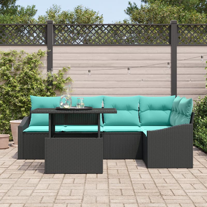 vidaXL 6 Piece Garden Sofa Set with Cushions - 91.9×48.6×27.2