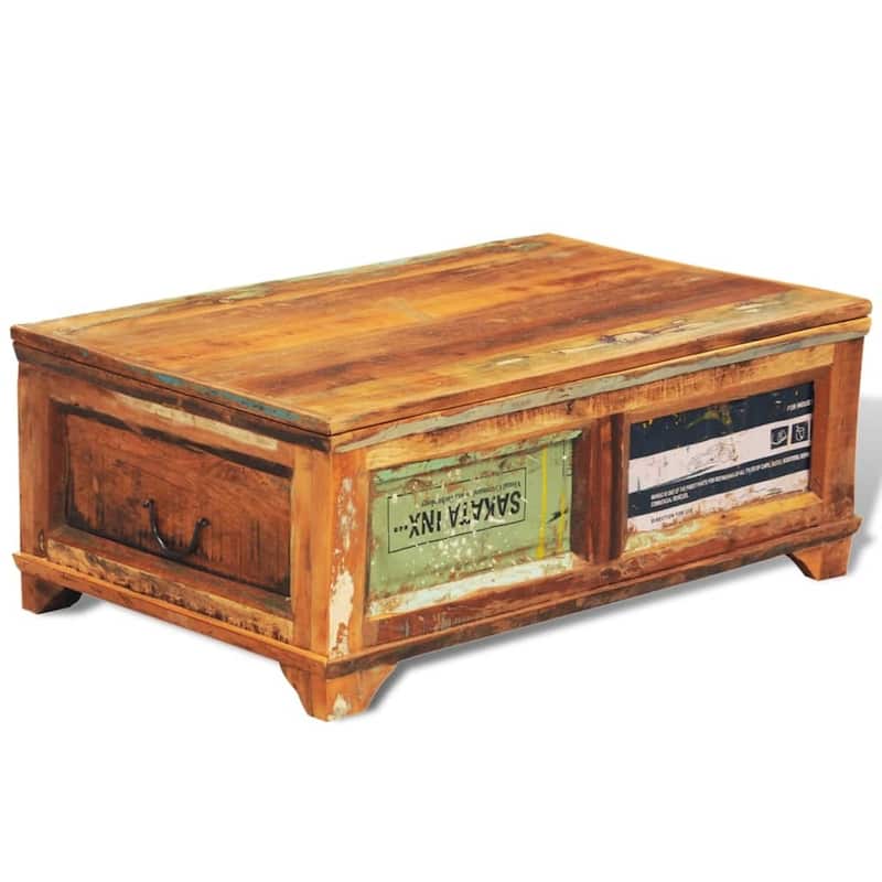 vidaXL Coffee Table with Storage Vintage Reclaimed Wood - 33" x 20" x 14"