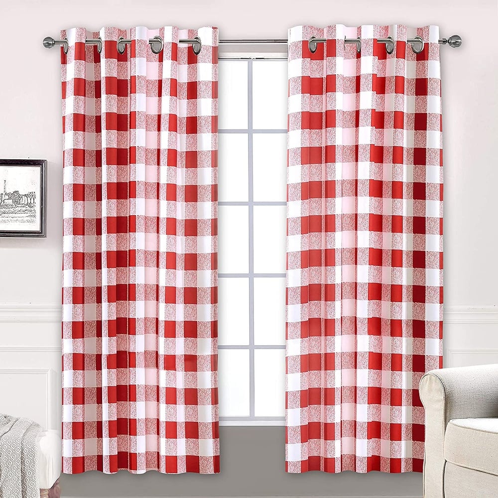 Porch & Den Alfalfa Plaid Pattern Room-darkening Window Curtains