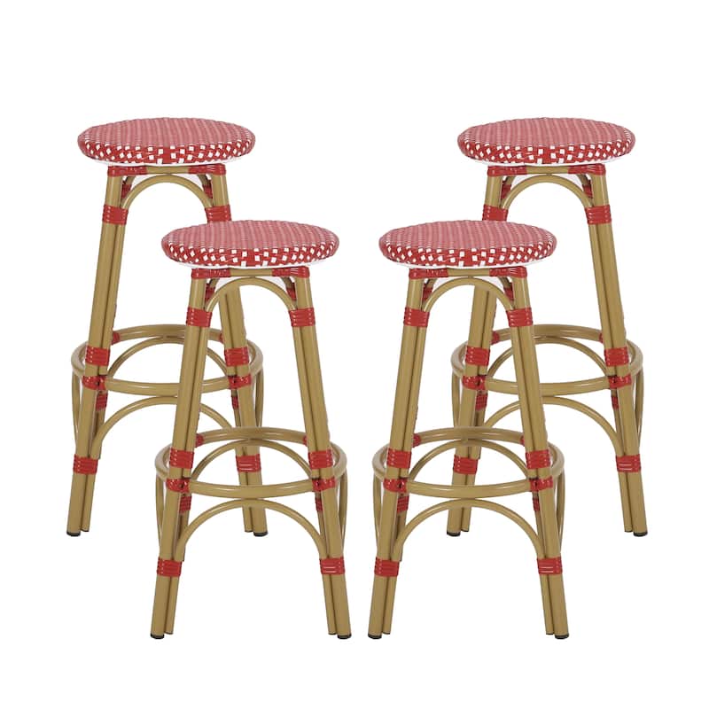 Starla Outdoor Aluminum and Wicker 29.5 Inch Barstools (Set of 4) by Christopher Knight Home