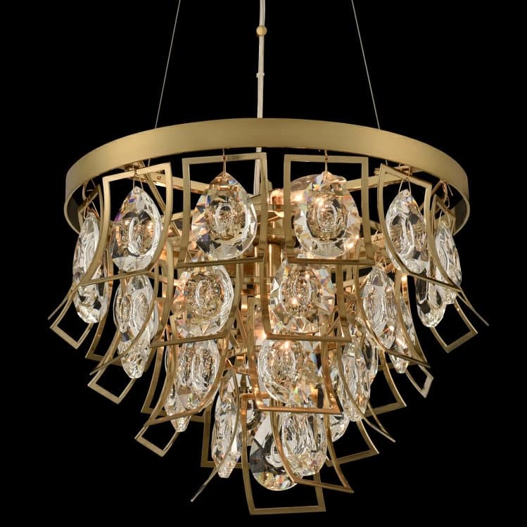 Allegri 031950-FR001 Carmella 14" Wide Pendant with Firenze Crystal - Brushed Brass
