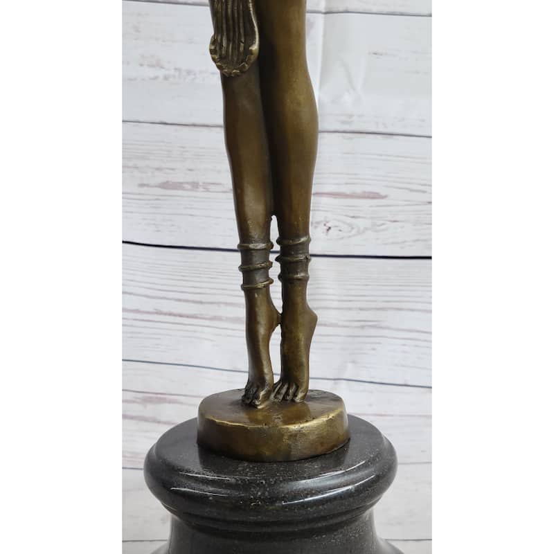 Vintage Signed Exotic Dancer Chiparus Bronze Statue Art Deco Brown Patina Figure