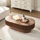 preview thumbnail 7 of 39, Modern Contermporary Natural Oval Accent Coffee Table with Sturdy Pedestal, MDF for Living Room No Assembled Oval - Walnut
