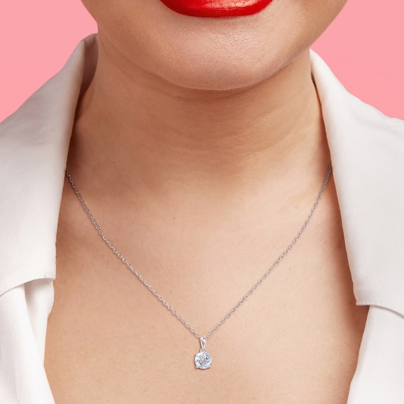 Miadora Birthstone Gemstone Heart Design Solitaire Necklace Sterling Silver
