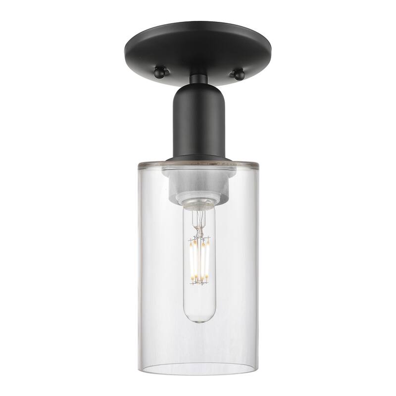 Innovations Lighting 716-1C-11-5 Clymer Semi-Flush Clymer 5" Wide - Matte Black / Clear