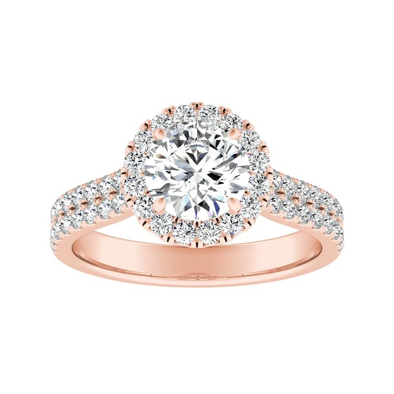 Auriya 14k Gold 1 3/4ctw Halo Moissanite Engagement Ring - Rose - 10
