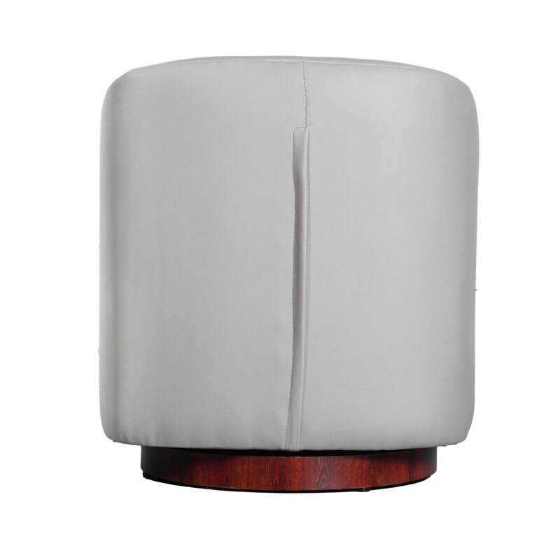Barrel Accent Chair with 360° Swivel Vinyl Wrapped Base