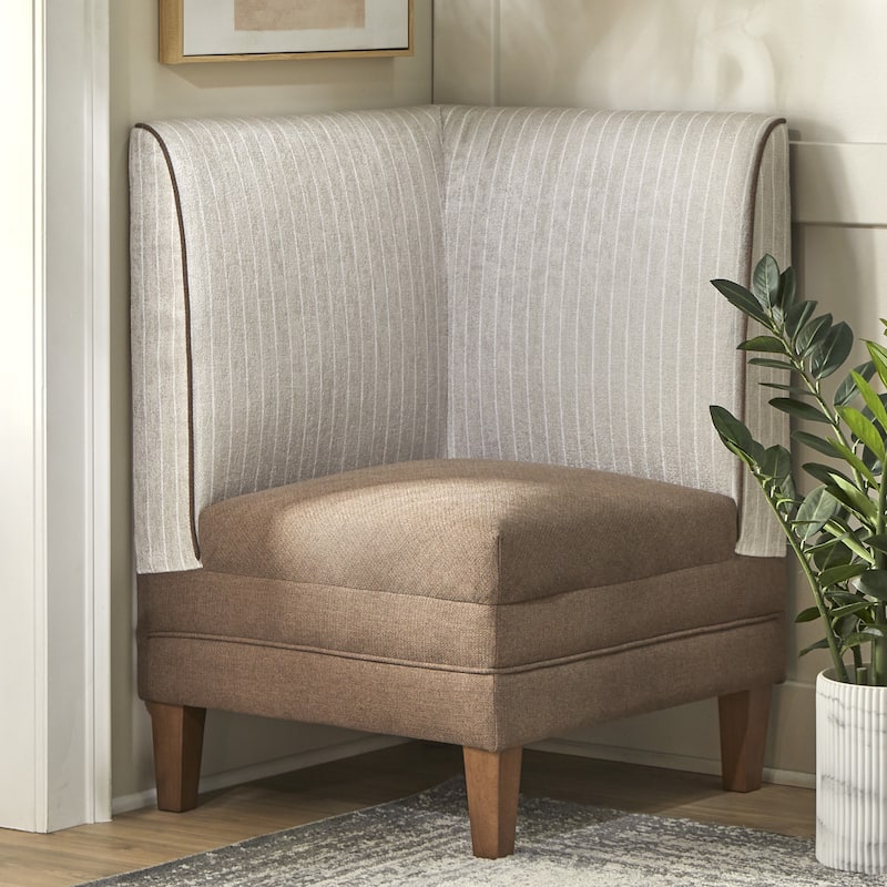 Lifestorey Phillips Upholstered Corner Seat - Brown/Beige Stripe