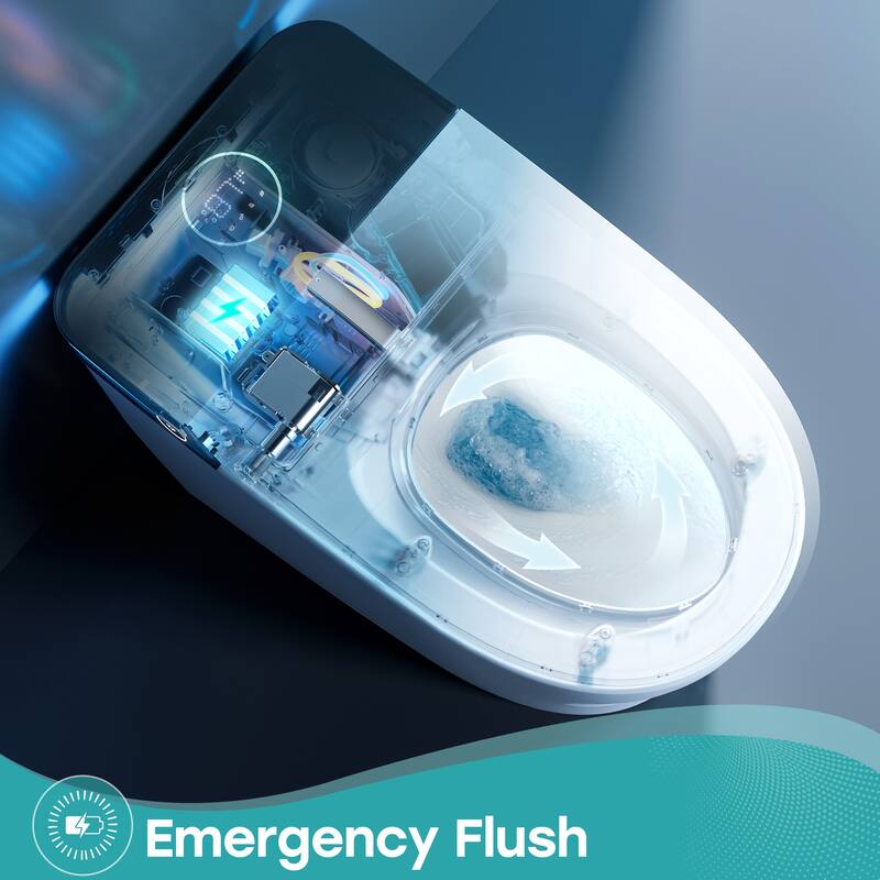 HOROW Luxury Elongated Smart Bidet Toilet in White with Ambient Light Built In Tank Auto Open Close and UV Sterilization