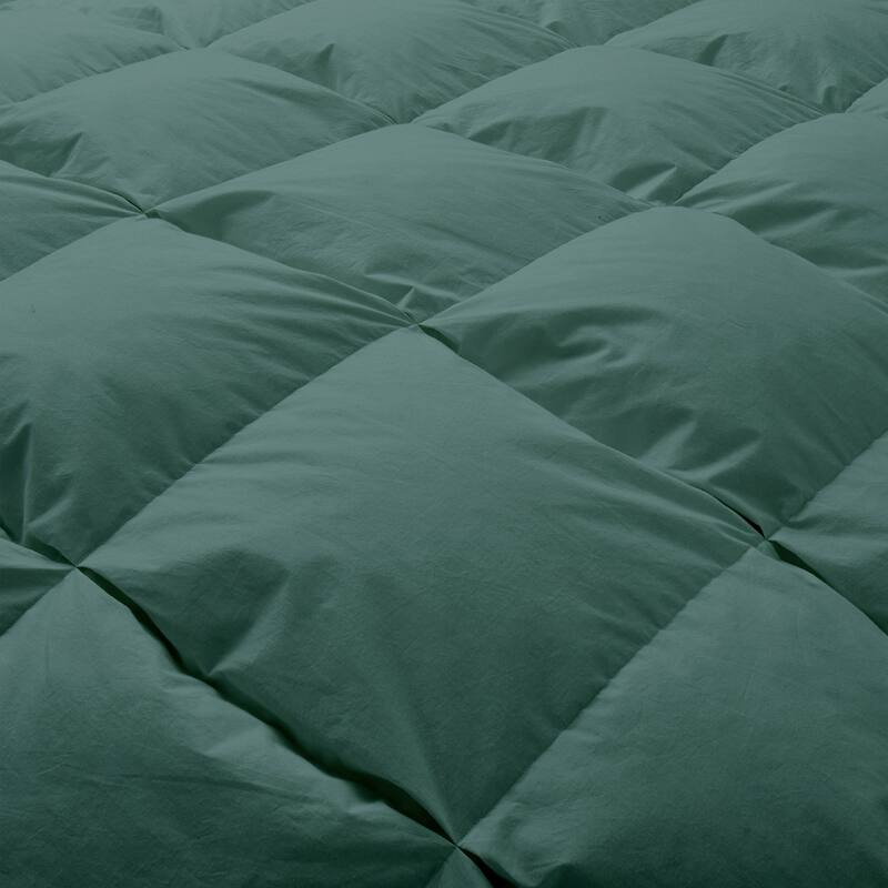All Season 100% Cotton White Goose Feather Down Comforter with Pinch Pleat Design