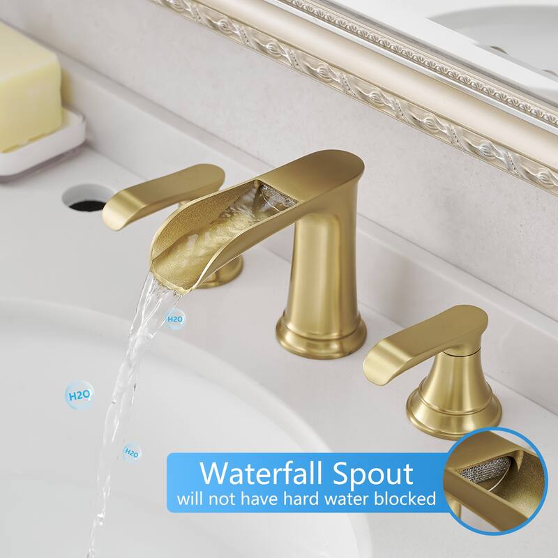 Bathroom Faucets for Sink 3 Hole with Pop Up Drain Double Lever Handle