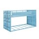 preview thumbnail 2 of 1, Blue Twin over Twin Metal Bunk Bed with Ladder & Fence