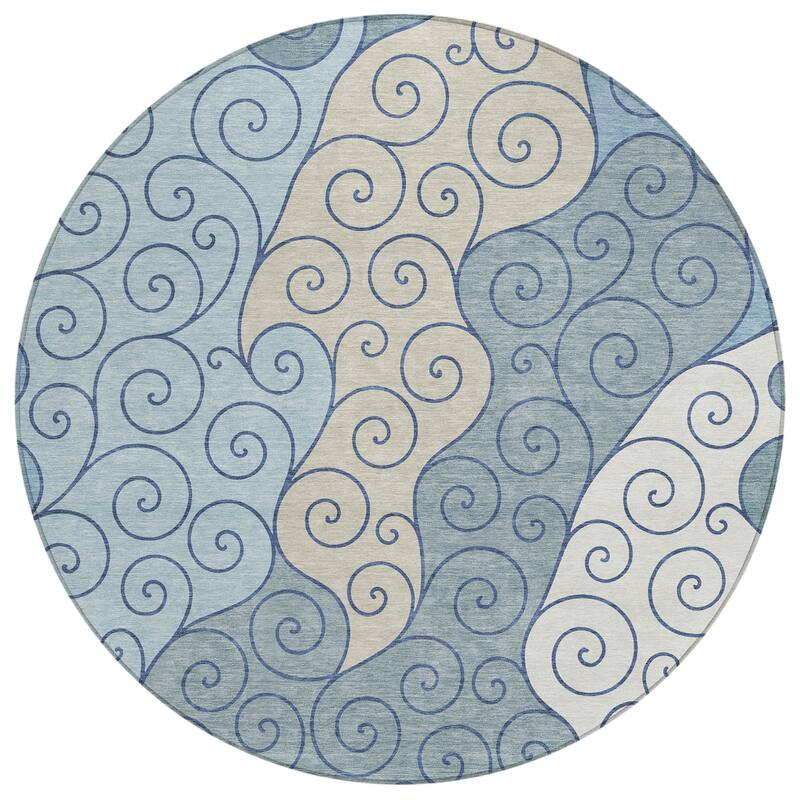 Machine Washable Indoor/ Outdoor Swirly Chantille Rug