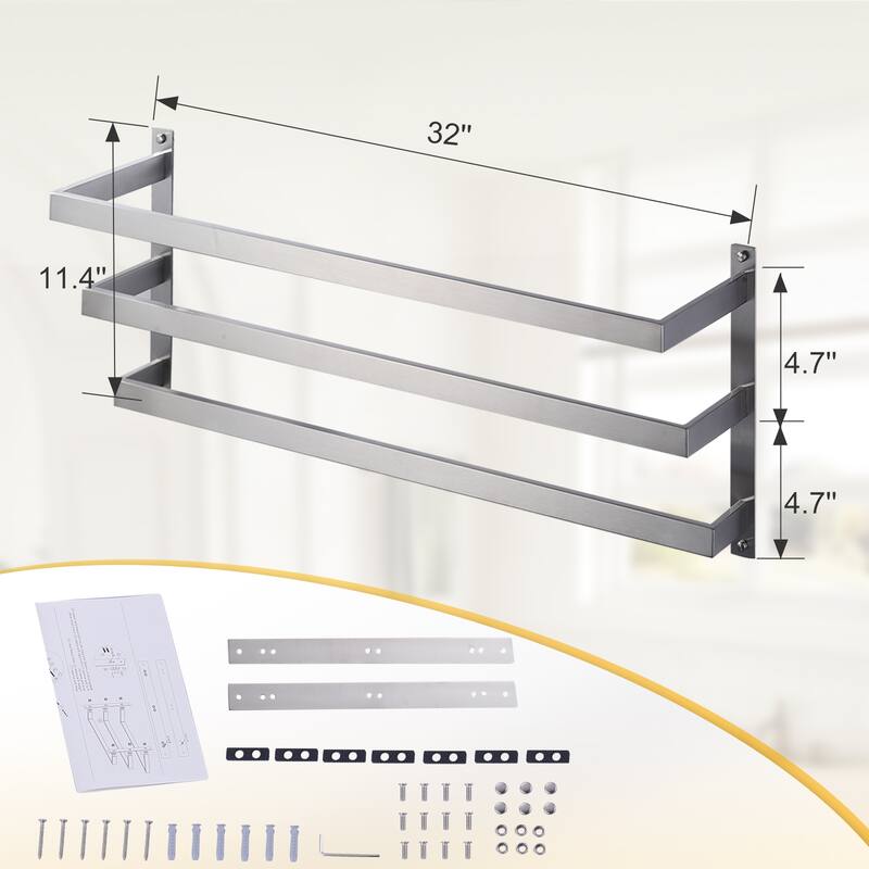WOWOW Modern Wall-Mounted Stainless Steel Tiered Three-Tier Towel Rack