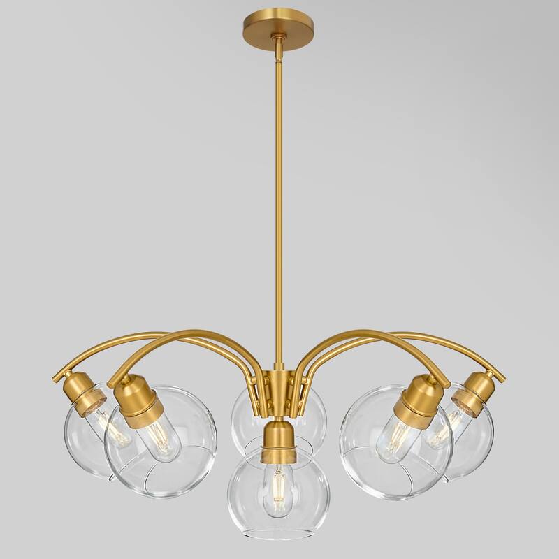 LamQee Sputnik Metal Chandelier with Clear Glass Globe Shades