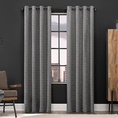 Scott Living Gresham Geometric Total Blackout Grommet Curtain Panel, Single Panel