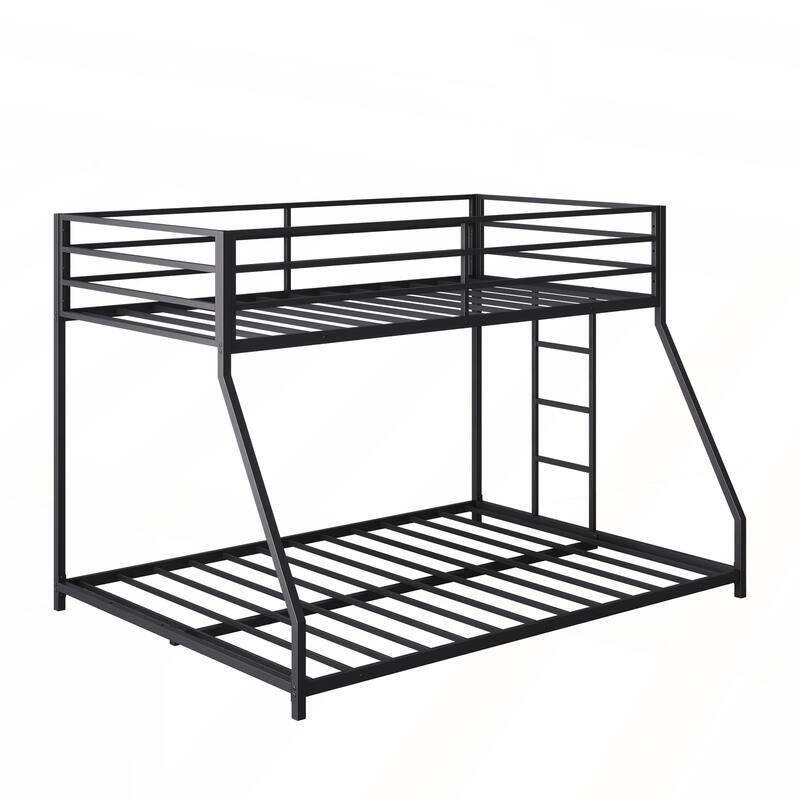 Metal Bunk Bed Twin Over Full Size with Removable Stairs