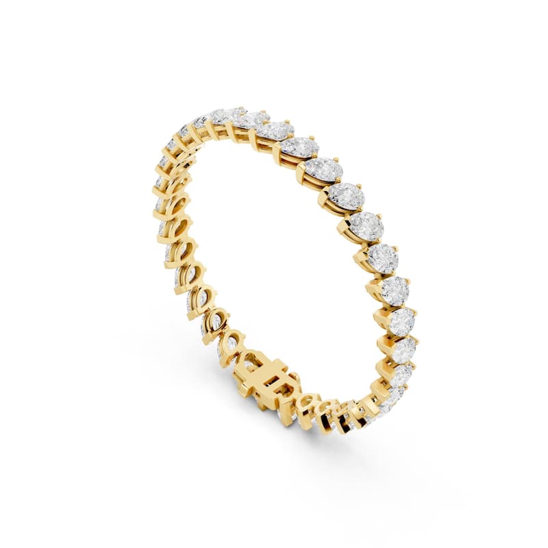 Auriya 14K Gold Lab Grown Pear-shaped Tennis Bracelet 11ct. tw. (F-G VS) - N/A