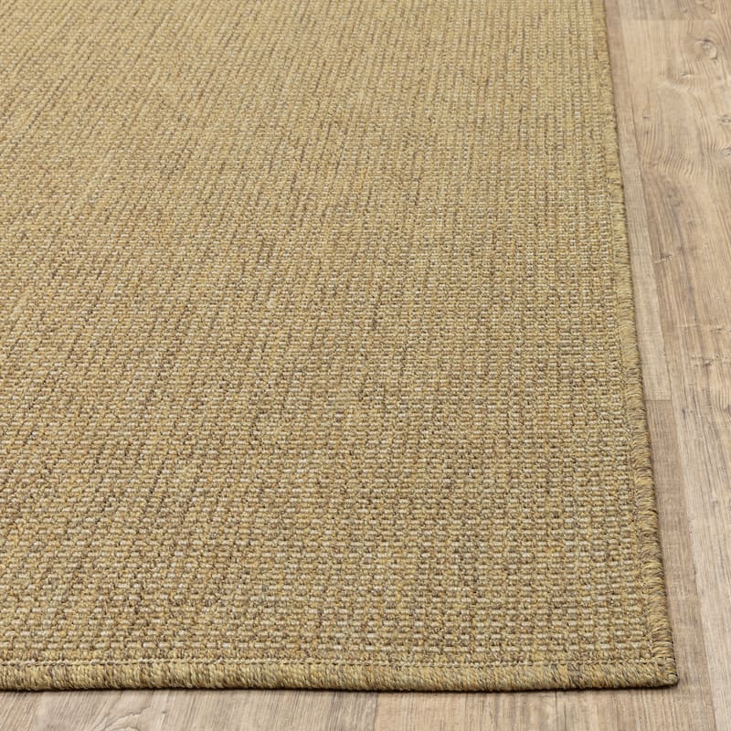 Style Haven Veranda Solid Tan Indoor-Outdoor Area Rug
