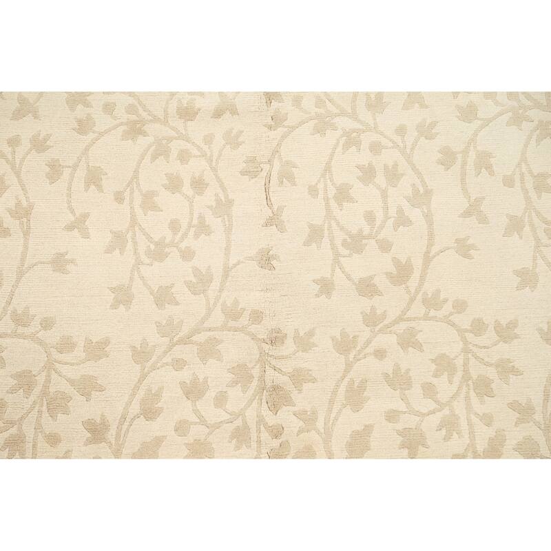 Floral Nepalese Vegetable Dye Wool Area Rug Hand-knotted Office Carpet - 5'8" x 8'7"